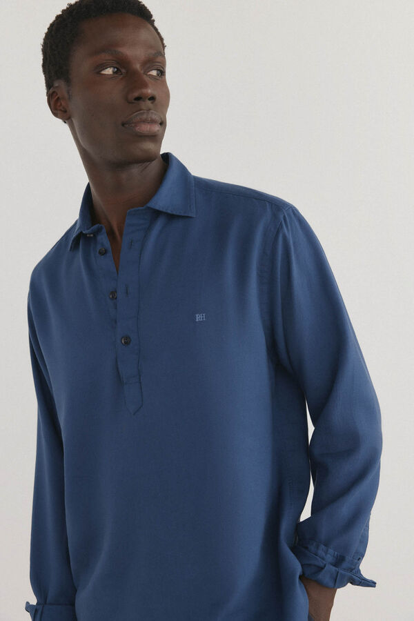 Pedro del Hierro Camisa Tencel de linho Azul