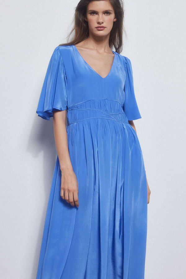 Pedro del Hierro Vestido frunces cinturilla Azul