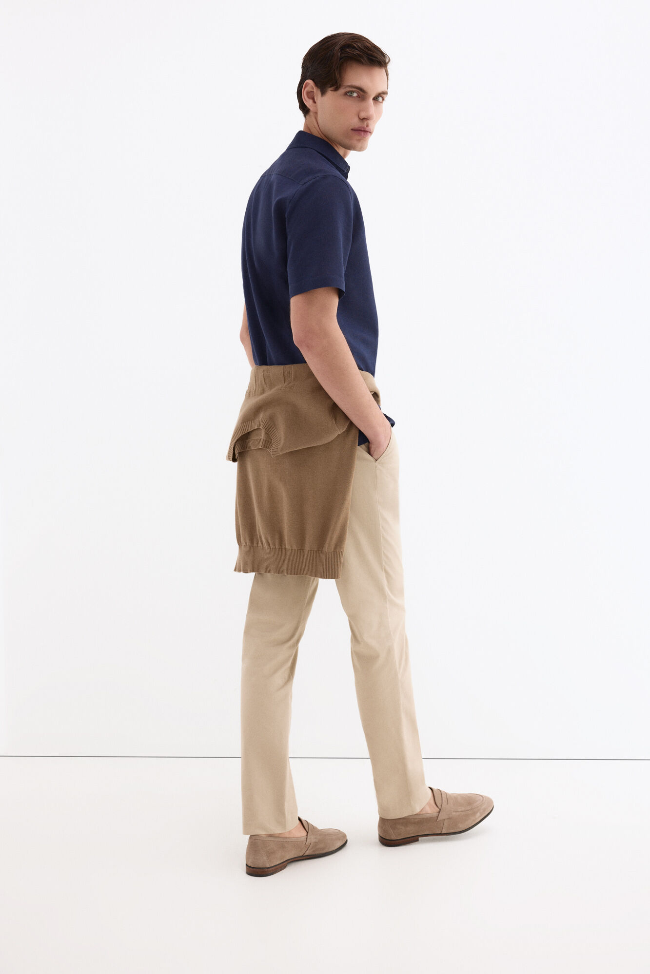 Pedro del Hierro Camisa lisa em linho e algod&atilde;o