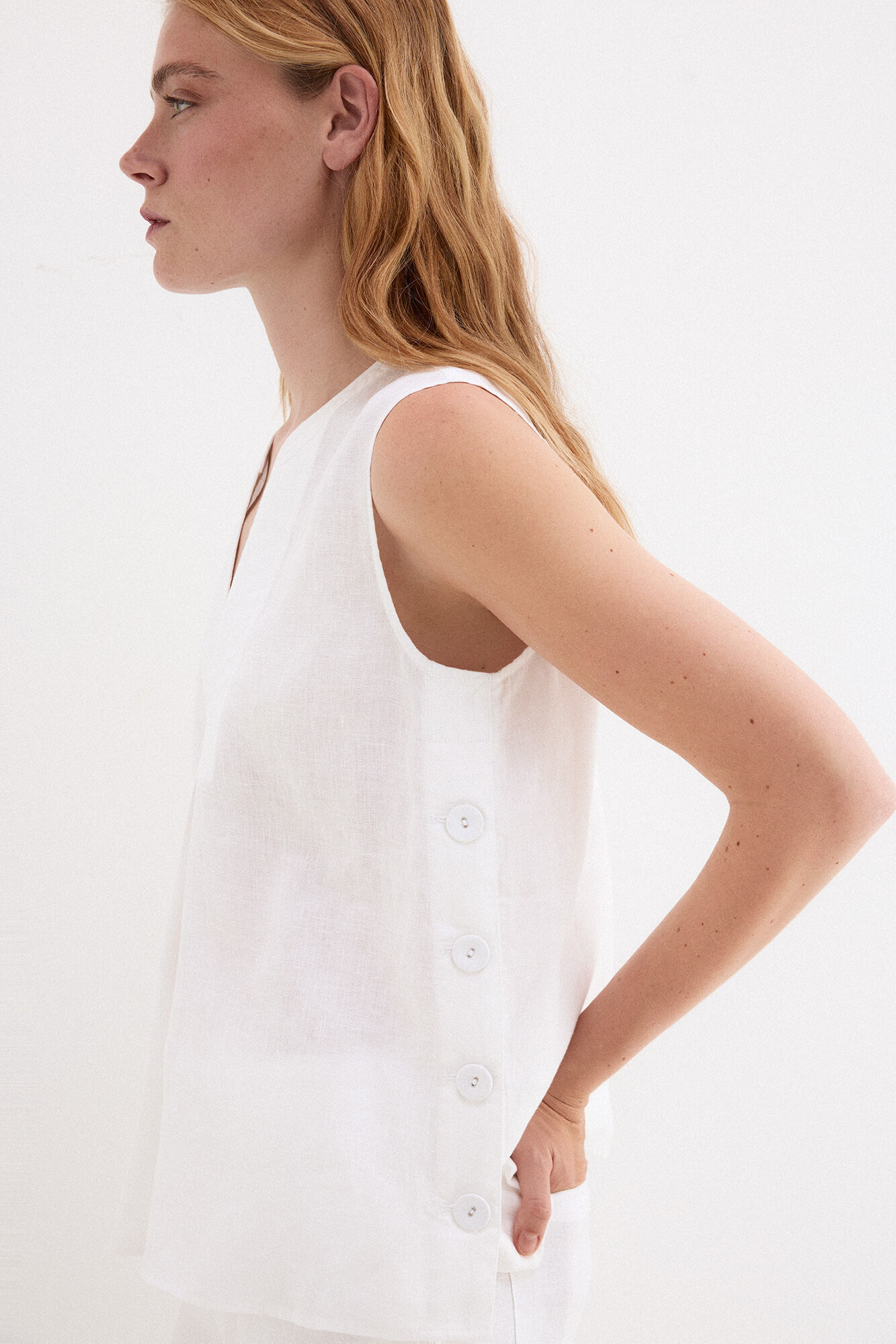 Pedro del Hierro Top liso em linho