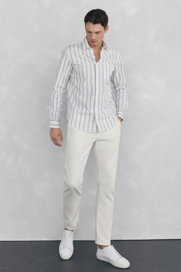 Pedro del Hierro Camisa riscas popelina Verde