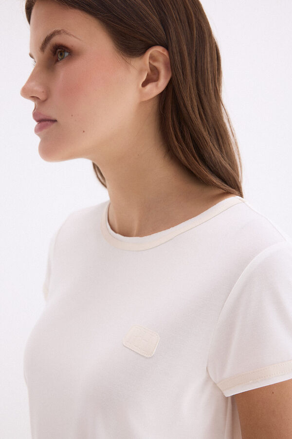 Pedro del Hierro T-shirt com detalhes em PU Branco