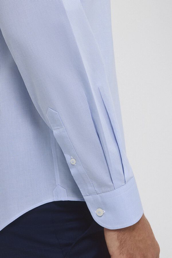 Pedro del Hierro Camisa aos quadrados non iron + antimanchas Azul