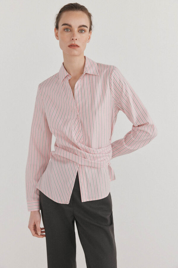 Pedro del Hierro Camisa de gola de lapela e decote em bico Coral