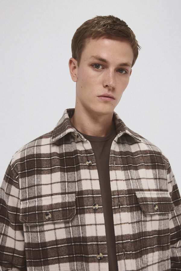 Pedro del Hierro Sobrecamisa cuadros Beige
