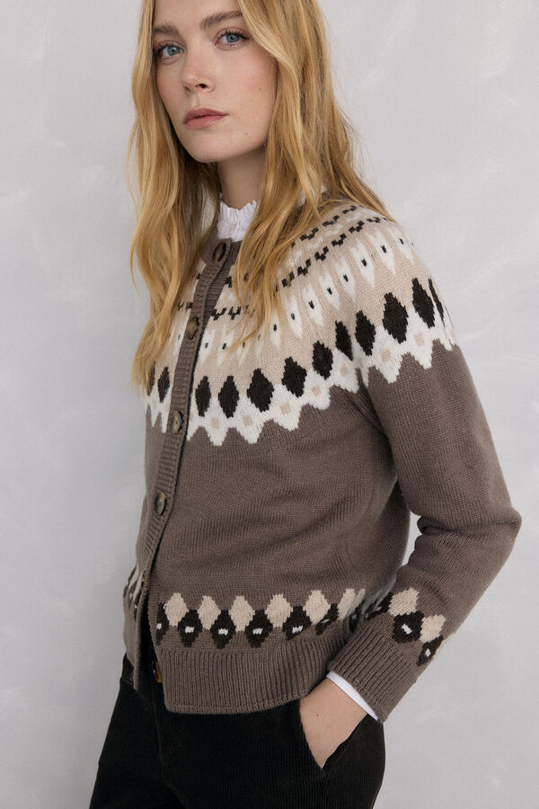 Pedro del Hierro Jaqueta jacquard grega Marrom
