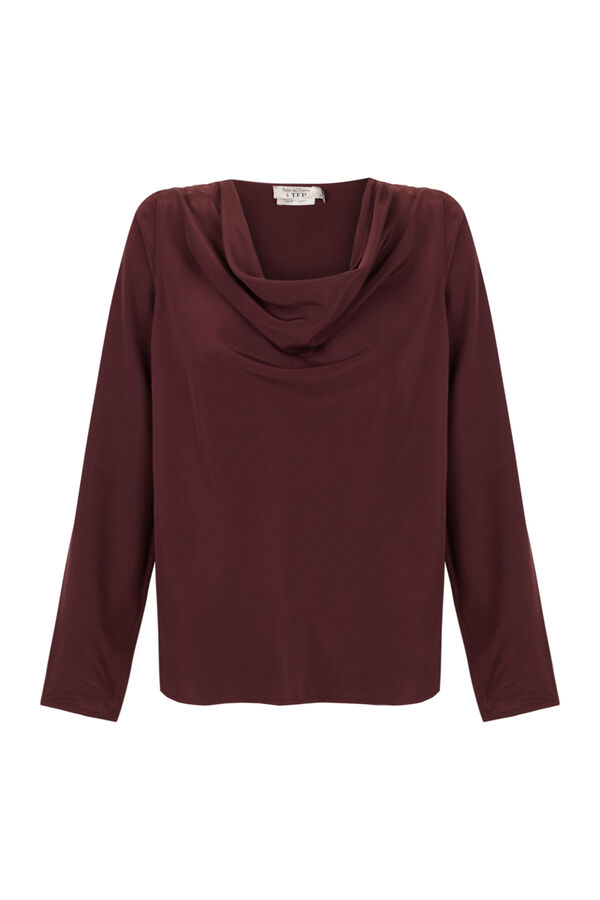 TFP by Tamara Falc&oacute; Blusa escote drapeado Burdeos