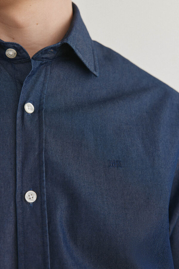 Pedro del Hierro Camisa denim de tecido italiano Azul