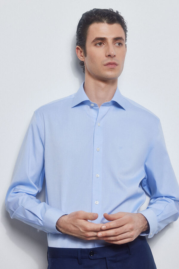 Pedro del Hierro Camisa vestir lisa non iron + antimanchas Azul