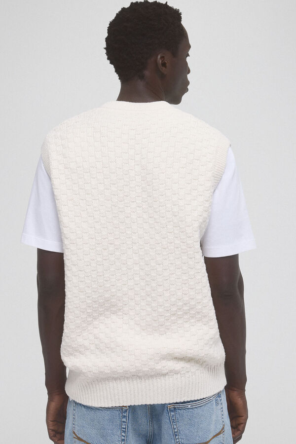 Pedro del Hierro Colete em malha de algod&atilde;o com estrutura quadrada Ecru