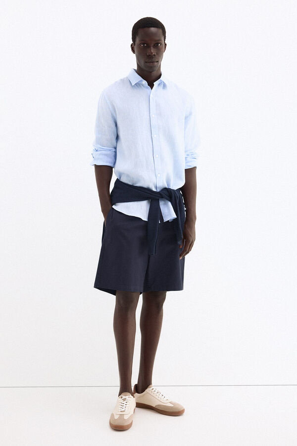 Pedro del Hierro Bermuda leve com el&aacute;sticos Azul