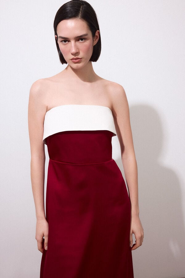 Pedro del Hierro Vestido comprido decote cai-cai Bordeaux