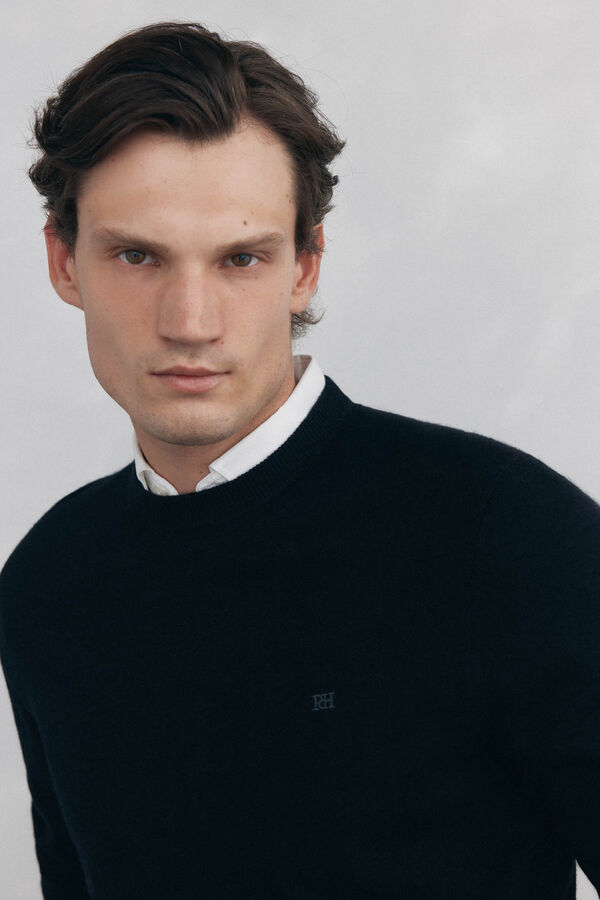 Pedro del Hierro Jersey cuello caja lana merino y cashmere Negro