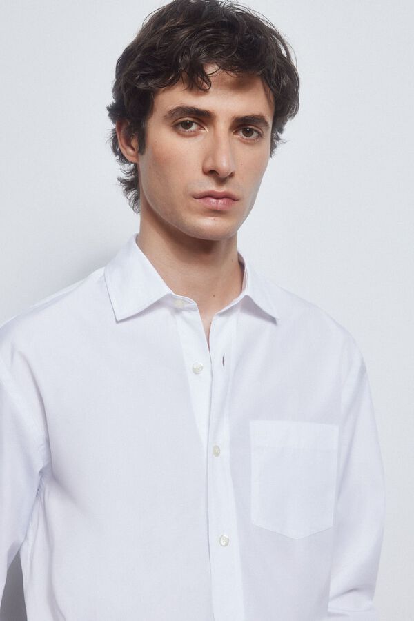 Pedro del Hierro Camisa popel&iacute;n tejido italiano Blanco