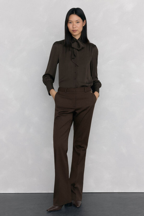 Pedro del Hierro Blusa gasa lazada Marr&oacute;n