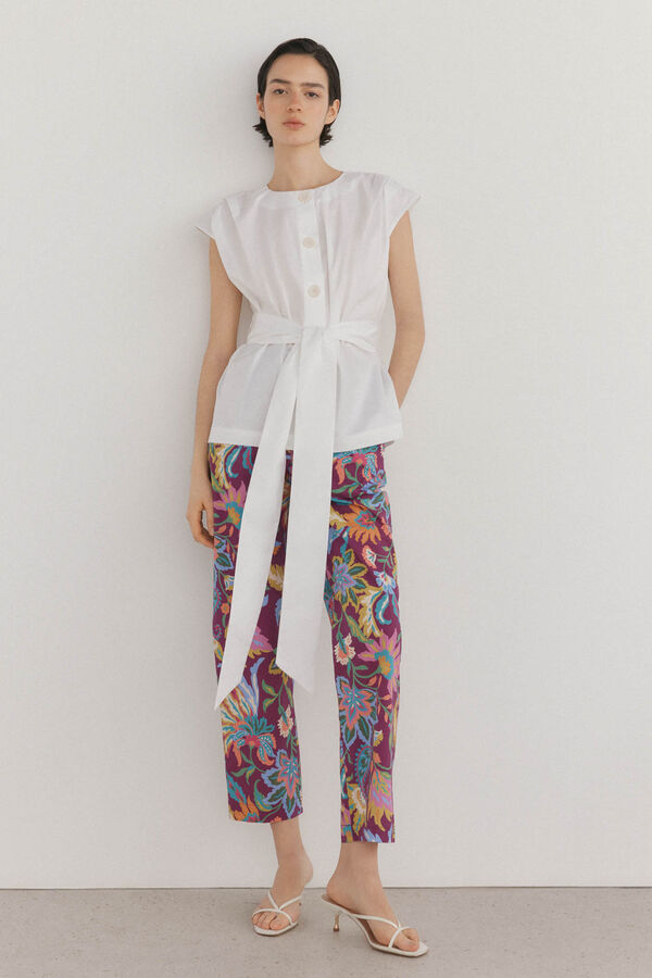 Pedro del Hierro Pantal&oacute;n con pinzas Morado