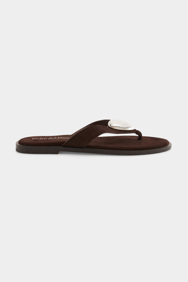 Pedro del Hierro Sandalia joya piel Marr&oacute;n