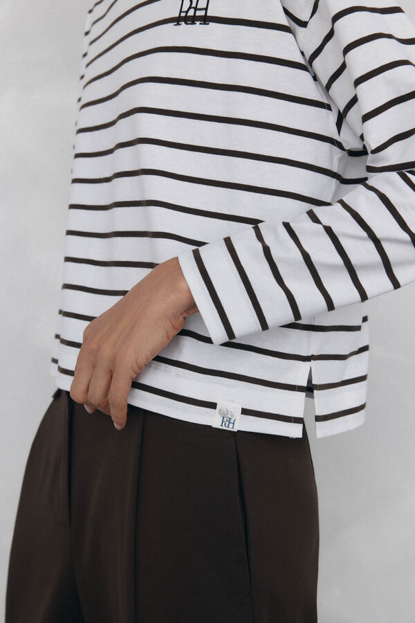 Pedro del Hierro T-shirt de marinheiro de algod&atilde;o espanhol Branco