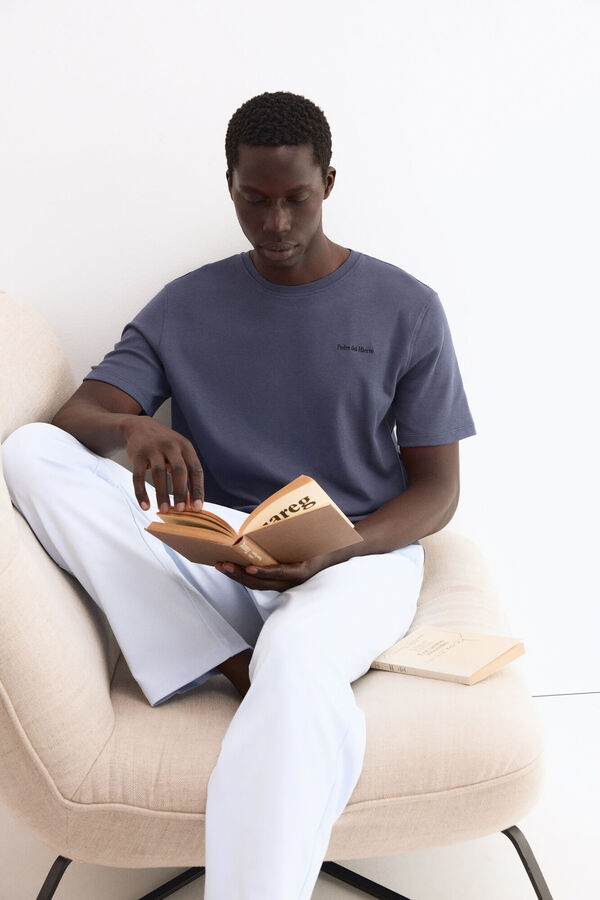 Pedro del Hierro T-shirt de manga curta em algod&atilde;o espanhol Azul