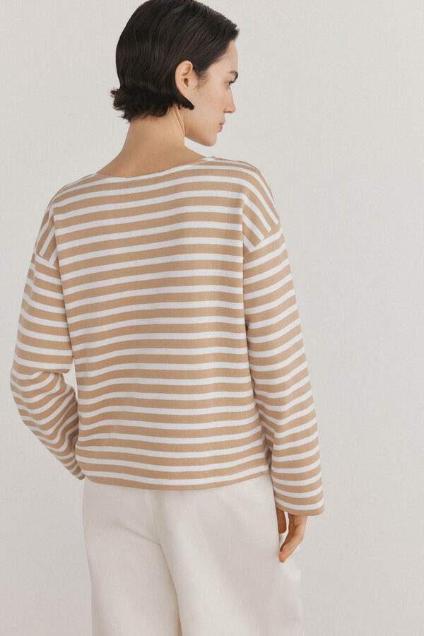 Pedro del Hierro Sudadera b&aacute;sica rayas Beige