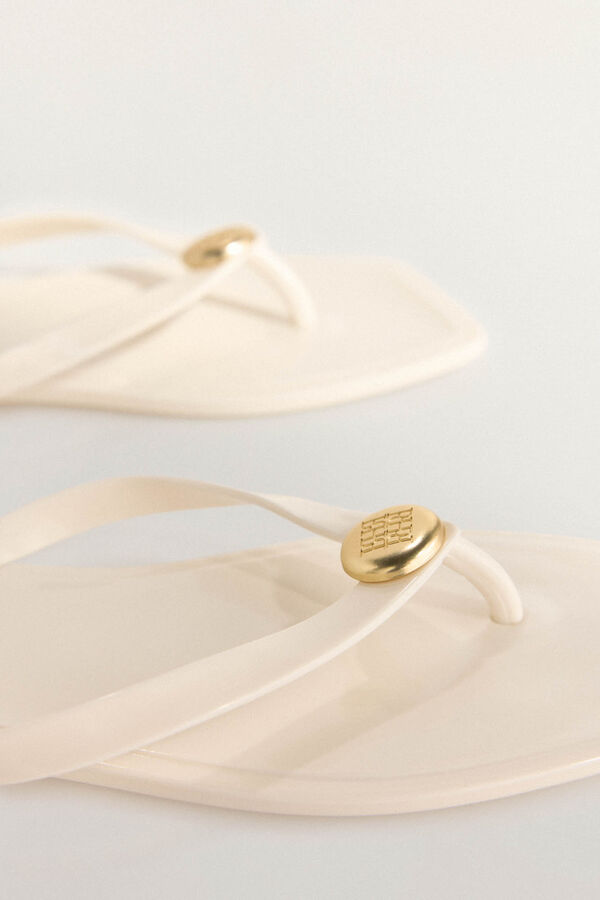 Pedro del Hierro Chinelo com logo Ecru