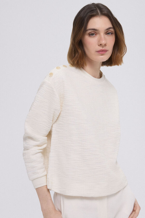 Pedro del Hierro Sudadera lisa botones Beige