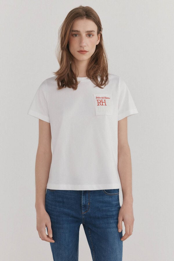 Pedro del Hierro Camiseta b&aacute;sica logo Blanco