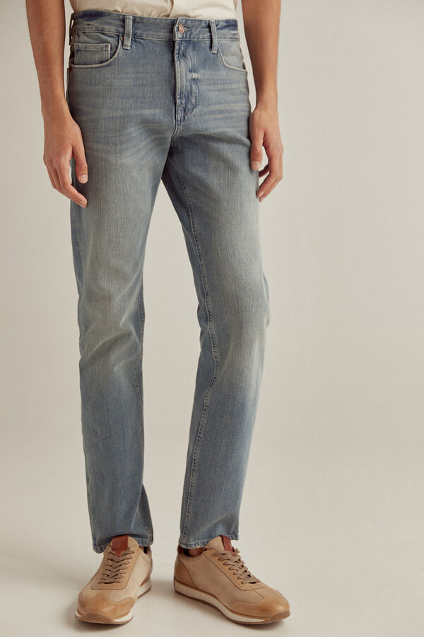 Pedro del Hierro Jeans Premium Flex Slim lavagem média Azul