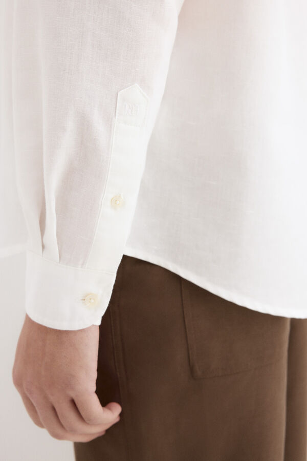 Pedro del Hierro Camisa em linho com bolsos Ecru