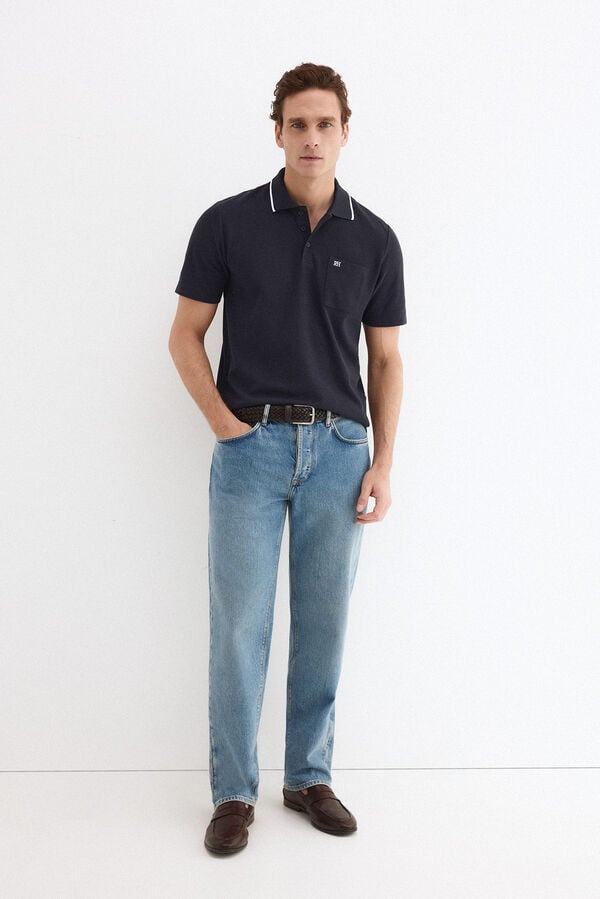 Pedro del Hierro Polo com textura Azul