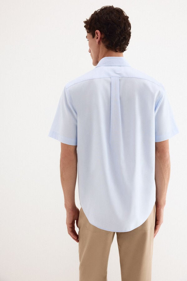Pedro del Hierro Camisa sem engomar manga curta lisa Azul