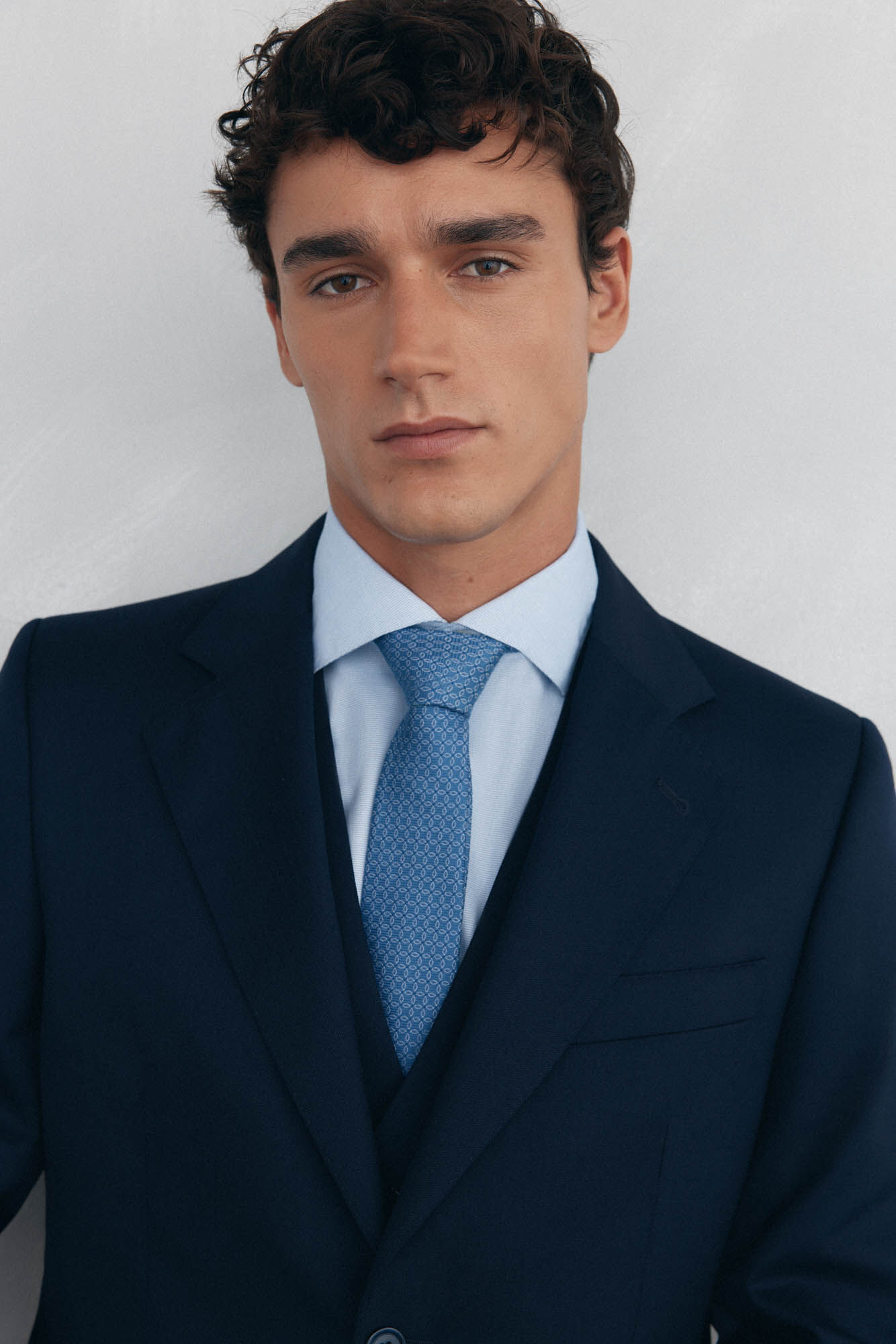 Pedro del Hierro Blazer estruturado com costas azuis e corte sob medida
