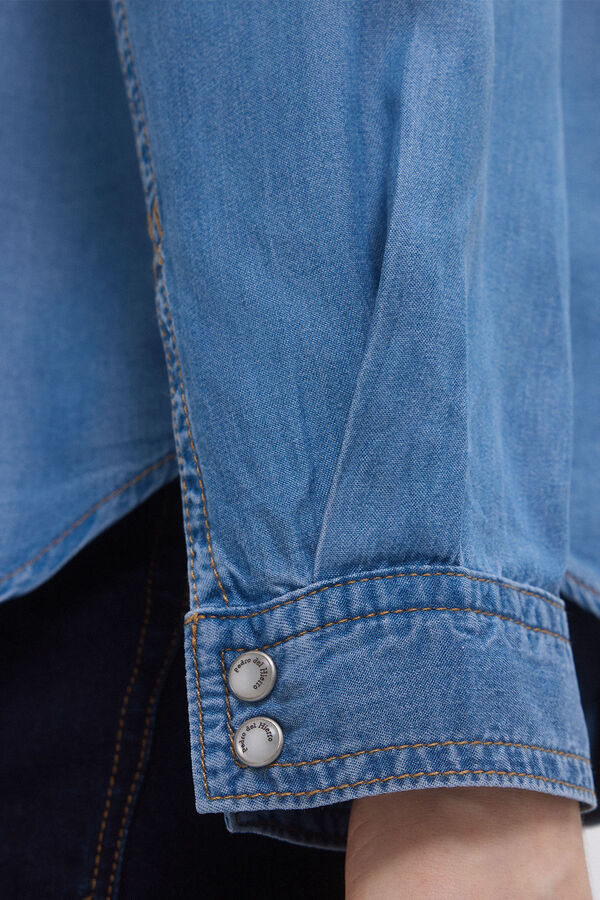 Pedro del Hierro Camisa jeans 100% tencel&trade; lyocell Azul