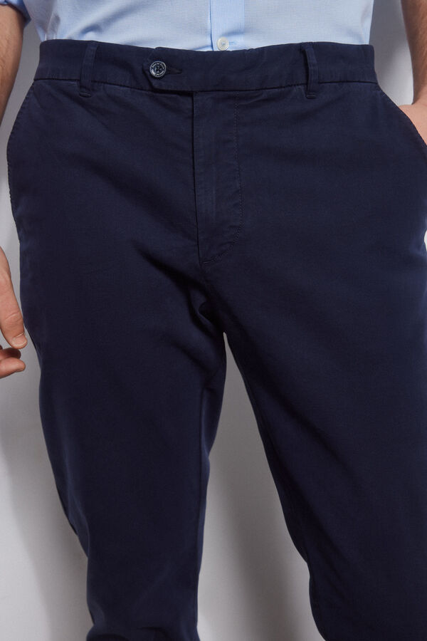 Pedro del Hierro Pantal&oacute;n chino premium flex slim fit Azul