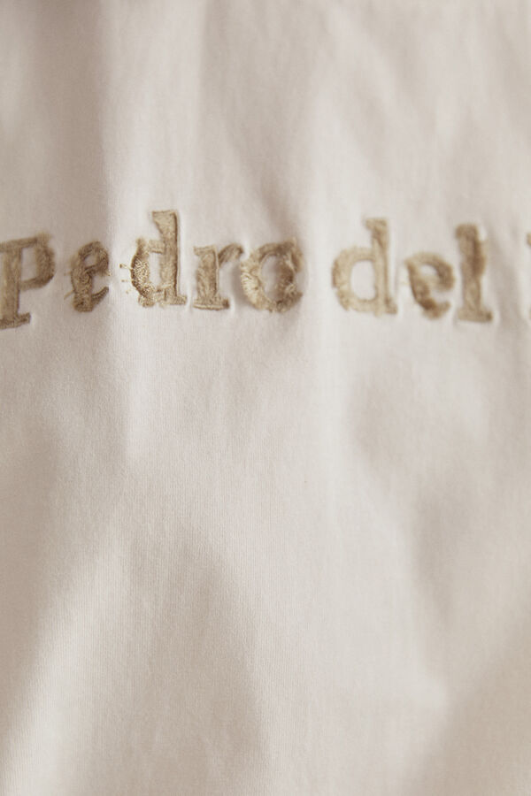 Pedro del Hierro T-shirt logo algodão orgânico. Beige