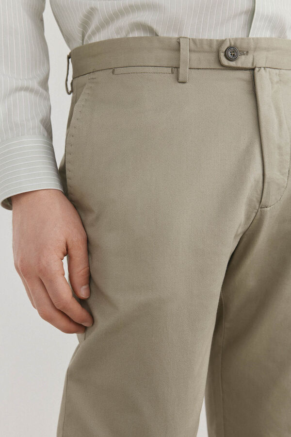 Pedro del Hierro Cal&ccedil;as cal&ccedil;as chino de linho de regular fit Verde
