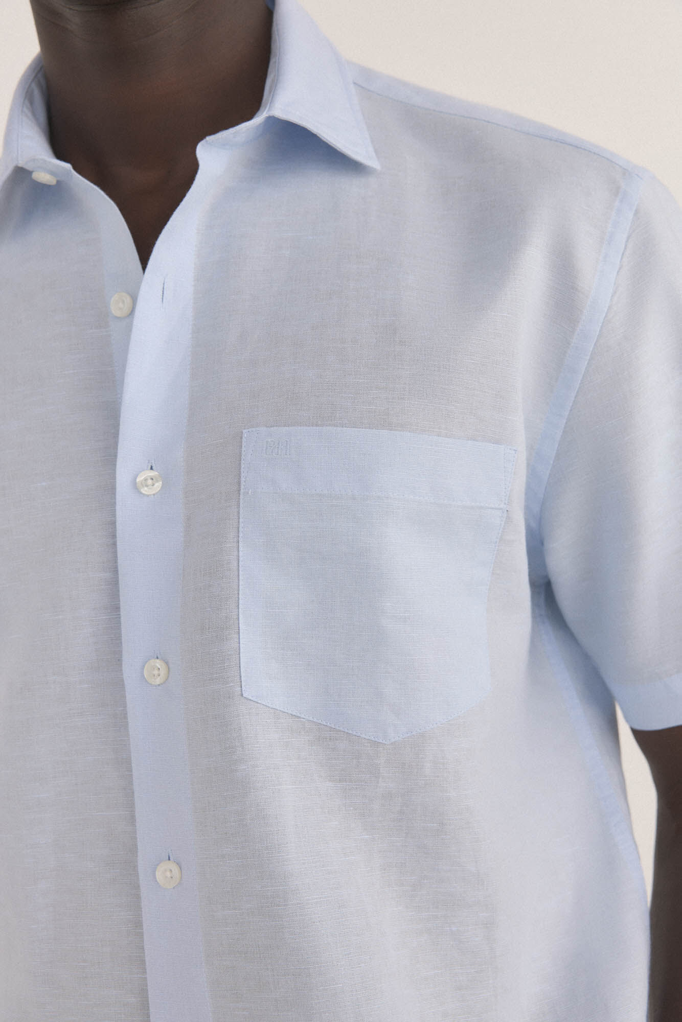 Pedro del Hierro Camisa lisa manga corta tejido lino