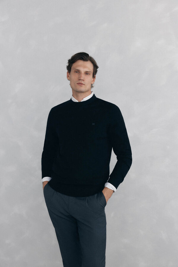 Pedro del Hierro Jersey cuello caja lana merino y cashmere Negro
