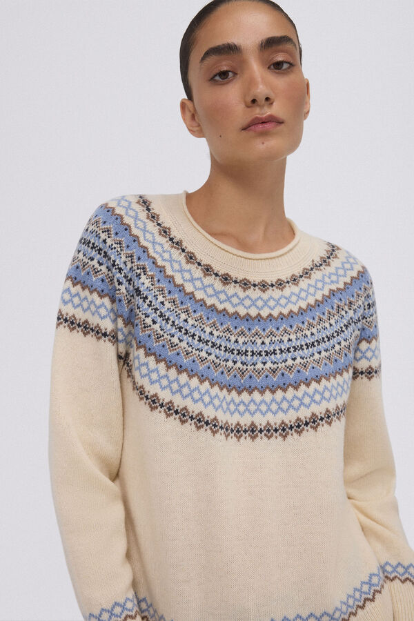 Pedro del Hierro Jersey jacquard greca Beige