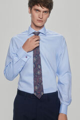 Pedro del Hierro camisa elegante de bot&otilde;es de punho estrutura lisa non-iron + antimanchas Azul