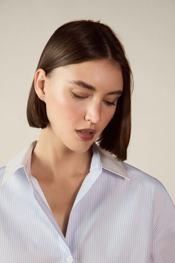 TFP by Tamara Falc&oacute; Camisa combinada em popelina Azul