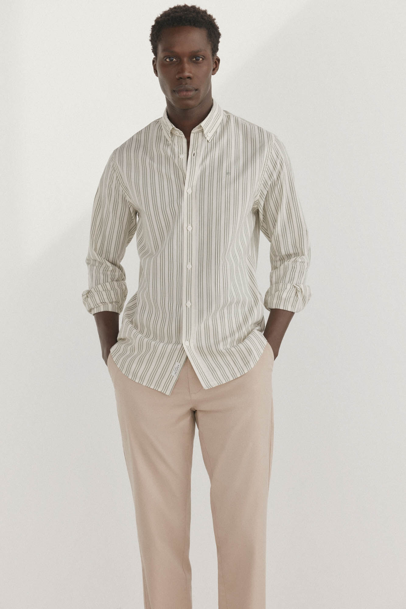 Pedro del Hierro Camisa riscas tecido italiano