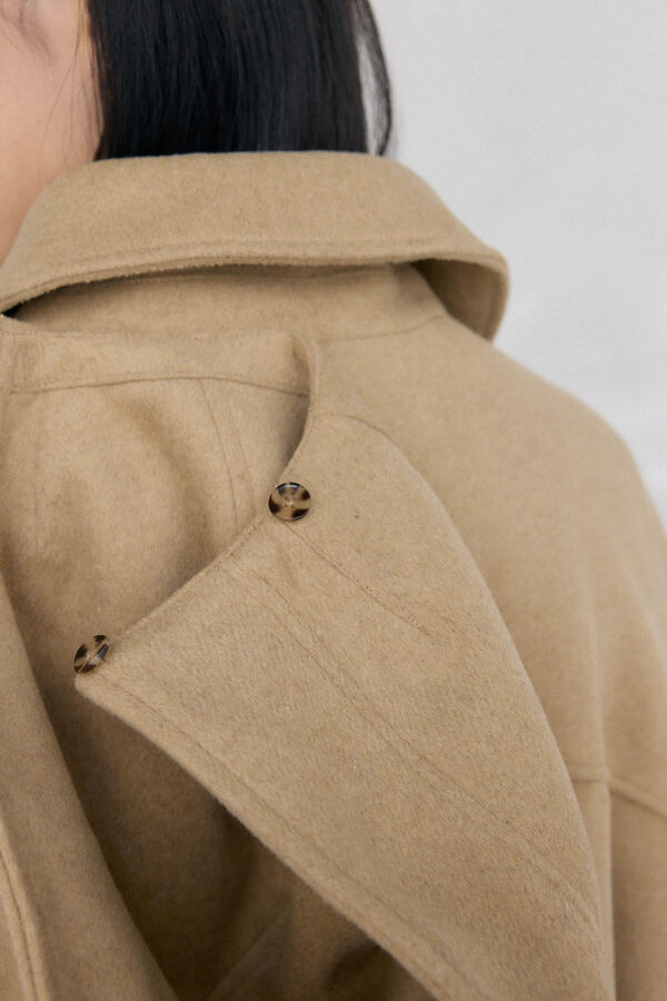 Pedro del Hierro Cazadora tipo capa capucha Beige