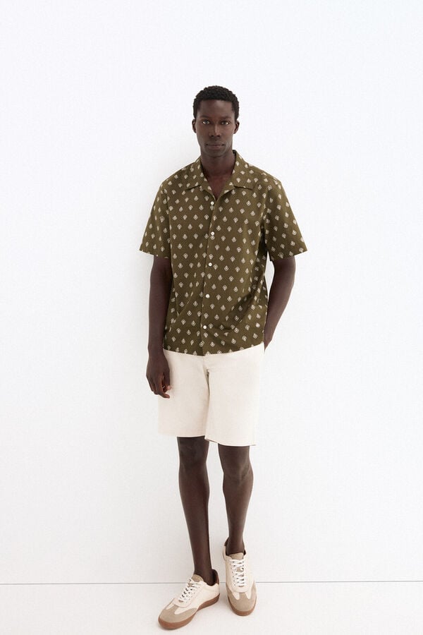 Pedro del Hierro Camisa estampada manga curta Verde