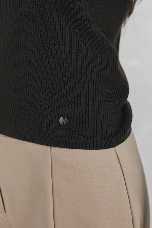 Pedro del Hierro Camisola canelada manga abaloada Verde