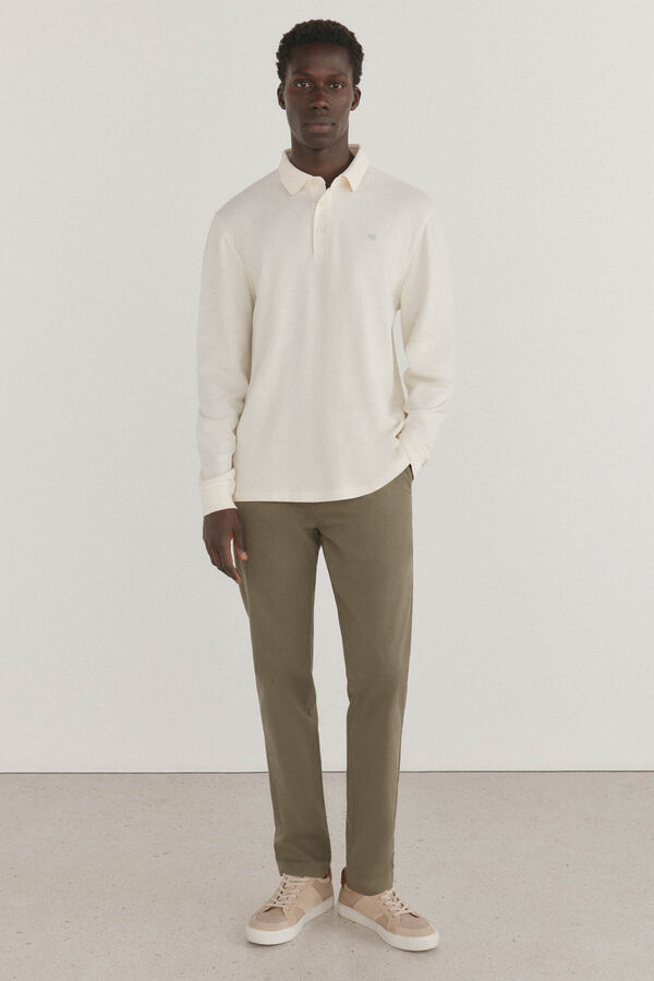 Pedro del Hierro Polo b&aacute;sico manga larga Crudo