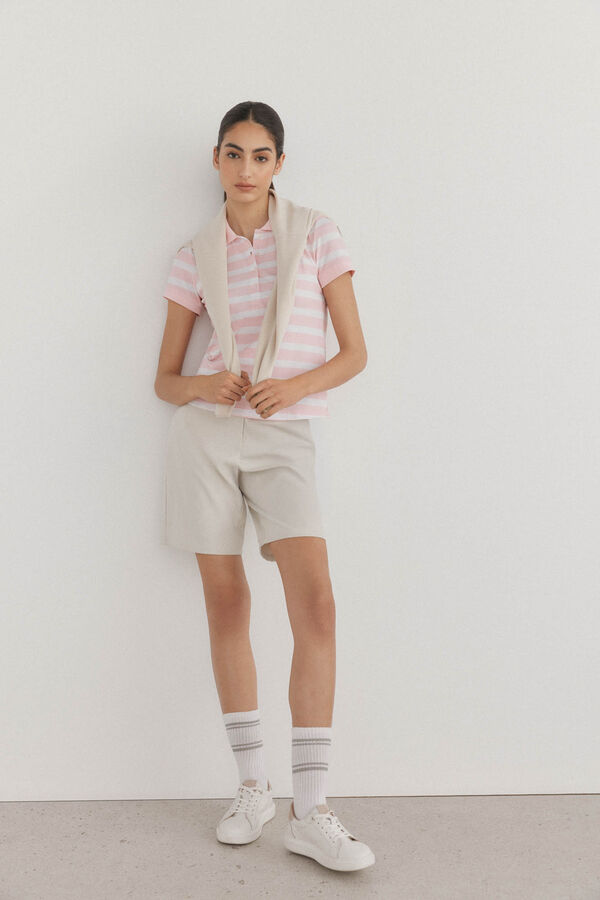 Pedro del Hierro Polo de golfe riscas Rosa