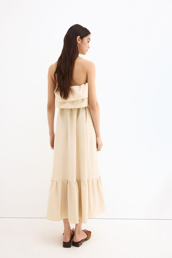 Pedro del Hierro Vestido em algod&atilde;o cai-cai Ecru