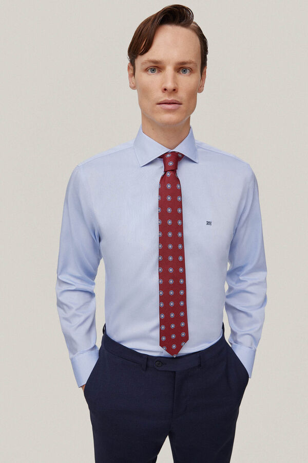 Pedro del Hierro Camisa vestir pinpoint liso non iron + antimanchas Azul
