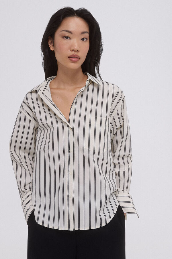 Pedro del Hierro Camisa oversize rayas Crudo